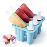 Ice Lolly Moulds Silicone Popsicle Molds - 6 Cavity Ice Cream Mould with Sticks, 2 Shapes Reusable Ice Pop Moulds BPA Free Ice Lolly Maker for Children Adults DIY Ice Popsicle Mold (Blue)