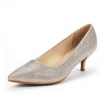 DREAM PAIRS Women's Moda Gold Glitter Low Heel D'Orsay Pointed Toe Pump Shoes Size 7.5 M US