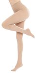 CozyWow 80D Semi Opaque Tights for Women Soft & Elastic Women's Stockings High Waist Pantyhose & Coloured Tights Beige 2xl-3xl