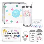 Gtmileo Teacher Appreciation Gifts Set Stainless Steel Insulated Travel Tumbler for Women, Christmas, Teacher's Day, Teacher Gifts Set, Teachers Christmas Gift Set with Lid and Straw, 20oz White