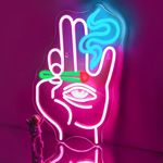 Hand Eye Neon Sign Evil Eye Hand Neon Light Pink Blue Led Neon Signs for Wall Decor Hamsa Neon Sign USB Eye Neon Light Signs for Bedroom Game Room Home Bar Pub Cafes Party Decor Gift for Boys(XD030)