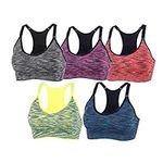 xcylive Women 5 Pack Adjustable Straps and Removable Pads Tank Top Seamless Racerback Sports Bra(5 Pack, S)