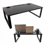 Isomars Bed Desk/Floor Desk Laptop Study Table for Work from Home, Online Classes, Card Games and Kid's Activities (Black - Extra Large)