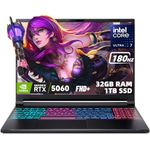 Acer Nitro V 16S Gaming Laptop, 16" 180Hz FHD+, Intel Core 7 240H, NVIDIA GeForce RTX 5060, 32GB RAM, 1TB SSD, G-SYNC, RGB Keyboard, Wi-Fi 6, Black