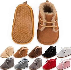 Meckior Baby Booties Newborn Infant Unisex Baby Girls Boys Velvet Rubber Anit-Slip Sole Shoes Toddler Fleece Cozy Winter Warm Prewalker Boots