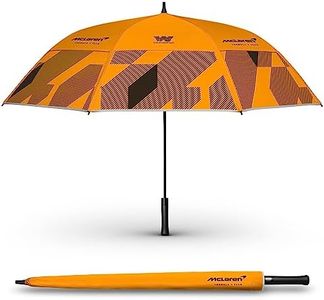 Weatherman x McLaren F1 Racing Golf Umbrella - Limited Edition - Automatic Open Golf Umbrella - Golf Extra Large Big Oversize Windproof for Golf Bag Push Cart w/ UV Protection - Waterproof Heavy Duty Umbrellas for Rain Sun for Men Women - Resists Up to 55 MPH Winds - Heat-Reducing for Rainy Days (Papaya Race Car Style, 68 inch)