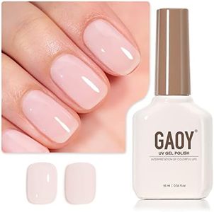 GAOY Sheer Light Pink Gel Nail Polish, 16ml Jelly Milky White Peach Translucent Color 1352 UV Light Cure Gel Polish for Nail Art DIY Manicure and Pedicure at Home