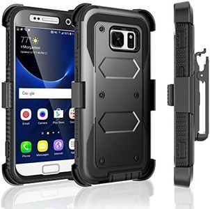 Galaxy S7 Case, Tekcoo® [TShell Series] [Black] Shock Absorbing [Built-in Screen Protector] Holster Locking Belt Clip Defender Heavy Case Cover for Samsung Galaxy S7 S VII G930 GS7 All Carriers