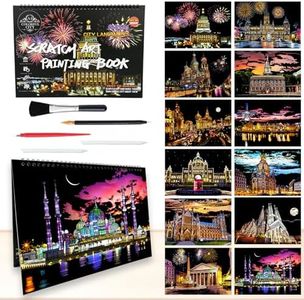 12 Pages Scratch Art Books for Adults 8.3x11.7inch Rainbow Scratch Paper（A4） Scratch Colorful City for Christmas Stocking Stuffer Gifts（Scratch City B）
