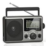 Portable AM FM Shortwave Radio,Battery Operated Radio by 4D Cell Batteries or AC Power Transistor Radio with LCD Display,Time Setting,3.5mm Earphone Jack,Big Speaker,High/Low Tone for Home,Gift