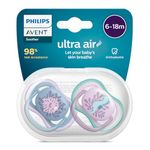 Philips Avent Pacifier Ultra air | Lets Your Baby's Skin Breathe | Orthodontic & BPA Free | 2 Pack | 6-18m | SCF085/61