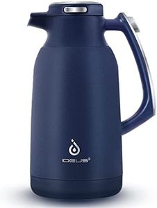 IDEUS Vacuum Insulated Coffee Carafe, 68 oz (2 Liters) Stainless Steel Milk Jug Thermal Tea Pot Hot & Cold Water Beverage Dispenser (Navy Blue)