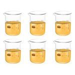 ULAB Scientific Glass Beaker Set, Vol. 200ml, 3.3 Borosilicate Griffin Low Form with Printed Graduation, Pack of 6, UBG1022