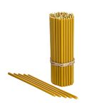 Danilovo Pure Beeswax Candles - No-Drip, Smoke-Less, Tall, Thin Taper Candles – Decorative Candles for Church Prayer, Decor or Birthday Candles – Honey Scented Candles – 6.4”x0.22” (Yellow, 50pcs)