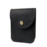 Genuine Leather Playing Card Case, Single Deck Playing Card Box, Leather Pouch Multipurpose with Belt Clip for Carrying Cards Small Tools Storage (Black)