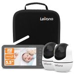 Levana Nala Video Baby Monitor No WiFi, 2X 1080P PTZ Cameras, 5.5”1080P Monitor, Night Vision, 1000ft Range, 5000mAH Battery, Carrying Case, 2 Year Warranty