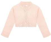 Lilax Little Girls' Knit Long Sleeve Button Closure Bolero Cardigan Shrug (4 Years, Peach)