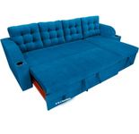 A to Z Furniture Sofa Cum Bed l Shape Classic Fabric & Valvet Tufted Sofa Living Room and Office Bedroom Storage Chaise (Blue)