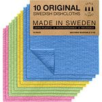 SUPERSCANDI Swedish Dish Clothes 10 Pack of Assorted Colors Reusable Compostable Kitchen Cloth Made in Sweden Cellulose Sponge Dish Cloths for Washing Dishes