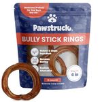 Bully Stick Rings 100% Natural Bulk Dog Dental Treats & Healthy Chew, Best Thick Low-odor Pizzle Stix, Free Range & Grass Fed Beef (3 Rings) by Pawstruck