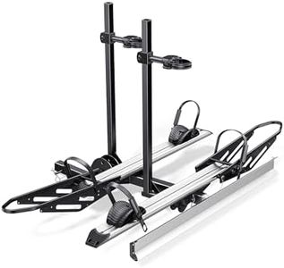 Rockland Foldable 2-Ebike Rack with Ramp, 200 lbs Capacity, Hitch Mount Electric Bike Rack, Fits up to 5" Fat Tire Width and 50" Wheelbase, Ebike Carrier Rack for 2" Receiver for Cars SUVs Vans RVs