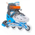 Jaspo Sparkle 2.0 Convertible & Adjustable Inline/Quad Roller Skates, 2-in-1 Design,Aluminium Chassis, 70mm PU 85A Wheels, PVC Shoe, Breathable mesh-for Kids & Youth (Blue/White, L)