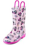 Disney Minnie Mouse Girls PVC Rainboots - Lightweight and Waterproof - Easy-On Handle - Pink - Toddler 10