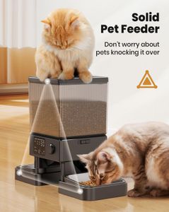 oneisall 5L Automatic Cat Feeder with Timer – Dual Pet Food Dispenser, Voice Recording