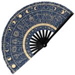 GloFX Rave Fan - Zodiac Signs - Large Folding Hand Fan Astrological Signs Designs for Festival Outfits, Raves, & Cosmic Events - Perfect Rave Accessory for Astrology Enthusiasts and Stargazers