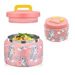 JXXM Insulated Food Container 8oz Double Wall Vacuum Stainless Steel Soup Thermos, Thermos soup,Stainless Steel Food Thermos Jar Kids Food Cold and Hot for Work, Outdoor or School(Pink)