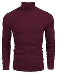 DENIMHOLIC Men's Cotton Turtle Neck Sweater (in, Alpha, XL, DK Wine)