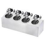 Uxcell Stainless Steel Utensil Holder, Cylinder Flatware Silverware Cutlery Holder with 3 Compartments, Caddy Drying Rack Countertop Silverware Organizer for Buffets (4 Holes)