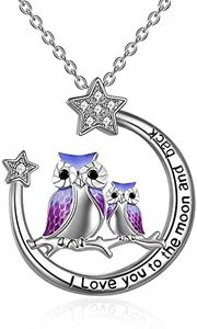 YFN Owl Necklace Sterling Silver I Love You to the Moon and Back Mom Daughter Jewelry Gifts for Mom Daughter