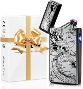 Electric Lighter Rechargeable USB Plasma Arc Lighter for Men Electronic USB C Chargeable Lighter Windproof Lighter Cool Flameless X-lite Dragon Lighter (Black)