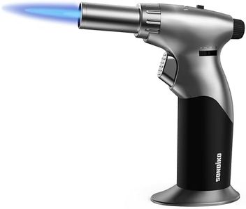Sondiko Powerful DUAL Style Flame Butane Torch, Triple Adjustable Flame Size Butane Lighter, Refillable Blow Torch with Continuous Flame Lock for Creme Brulee, Cooking(Butane Gas Is Not Included)