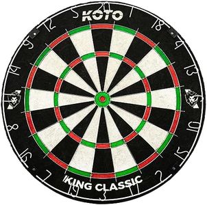 KOTO Cible King Classic Edition, Jeu de fléchettes sans agrafes, Dimensions Officielles des Tournois, câblage Fin, Anneau de numéRougeation Rougeatif, Longue durée de Vie, sisal de Haute qualité.