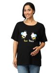 The Mom Store Mom T-Shirt | Cotton | Pre and Post Pregnancy | Quirky Statements | Comfortable | Oversized | Jet Black | M