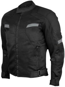 Vance Leather Mens All-Season Reflective Mesh & Textile Motorcycle Jacket w/CE Armor & Removable Liner, Black, 4X-Large