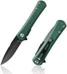 FLISSA Folding Pocket Knife, 4.5" G10 Handle EDC Knife with D2 Steel Blade, Liner lock and Pocket Clip, Tactical Knives for Men Women, Uesd for Outdoor, Survival, Hunting and Camping (Green)