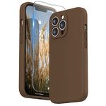 SURPHY Silicone Case Compatible with iPhone 13 Pro Case 6.1 inch (2021), with Camera Protection Liquid Silicone Soft Gel Rubber Phone Case Cover with Microfiber Lining (Brown)