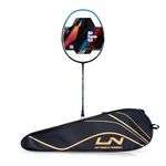 Li-ning Air-Force 77 G3 Carbon Fibre Strung Badminton Racket with Full Cover (77g, Navy/Blue/Gold)