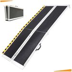 WinFong Portable Wheelchair Ramp 7FT, 84" L x 29" W Non-Skid Aluminum Foldable Handicap Ramps for Steps, 800lbs Capacity Threshold Ramps, Lightweight with Handle, for Home,Stairs,Doorways,Curbs (7FT)