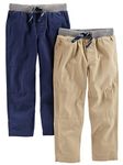 Simple Joys by Carter's Baby Boys' Toddler 2-Pack Pull on Pant, Khaki, Navy, 3T