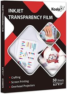 Koala Inkjet Transparency Film 50 Sheets 100% Clear Transparency Paper for Inkjet Printers, for Crafting, Overhead Projector, Screen Printing - 8.5x11 Inches