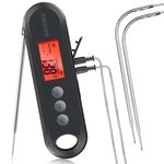 Inkbird Digital Food Thermometer IHT-2XP Supports External Probes Instant Read Meat Thermometer For Grilling Large Backlit LCD Temperature Alarms & Calibration Ideal For Cooking Meat Fishes Soups etc