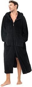 DAVID ARCHY Men's Hooded Robe Soft Coral Fleece Microfiber Bathrobe, C:black-zipper Closure, Medium