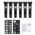 SHILLS PROFESSIONAL Nail Art Stamping Gel Kit White::Silver::Royal Blue::Purple::Emerald Green::Black G