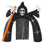 Large Inflatable Halloween Decoration Party Light Up Pumpkin Ghost Witch Sign (12ft Grim Reaper Arch)