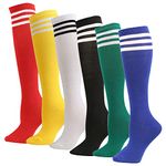 Striped Knee High Tube Socks Colored Knee High Soccer Socks, Colorful, One Size