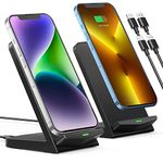 Wireless Charger 2 Packs, Dual-Coil 15W Fast Wireless Charging,Phone Wireless Charger Stand Compatible with Phone 15/14/13 Pro Max/12/11/SE/XR/XS/8 Plus, Galaxy S24/S21 Ultra/S20/S10,Pixel(NoAdapter)